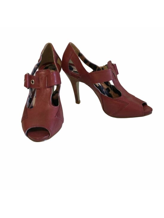 Bruno Menegatti Womens 6 Heels Leather Peep Toe Made in Brazil Buckle Pumps EUC - Picture 3 of 12